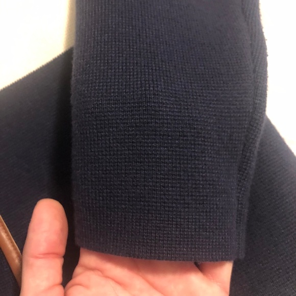 Leather-trimmed, colorblock cardigan - Picture 4 of 5